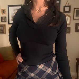 SOLD Vintage Limited long sleeve top with v-neck lace collar